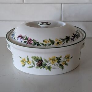 Royal Worcester Herbs Porcelain Medium Tureen Covered Dish Casserole 10"X7.5"X4"